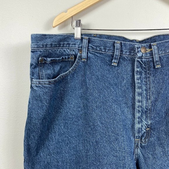 Wrangler Jeans 44 x 32 Regular Fit Medium Dark Wash Denim Straight Leg - Picture 3 of 11